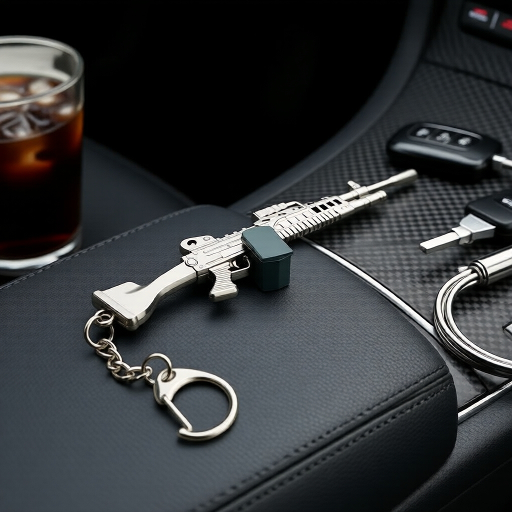 Móc khóa kim loại phong cách M249 thời thượng, phù hợp nhiều dịp