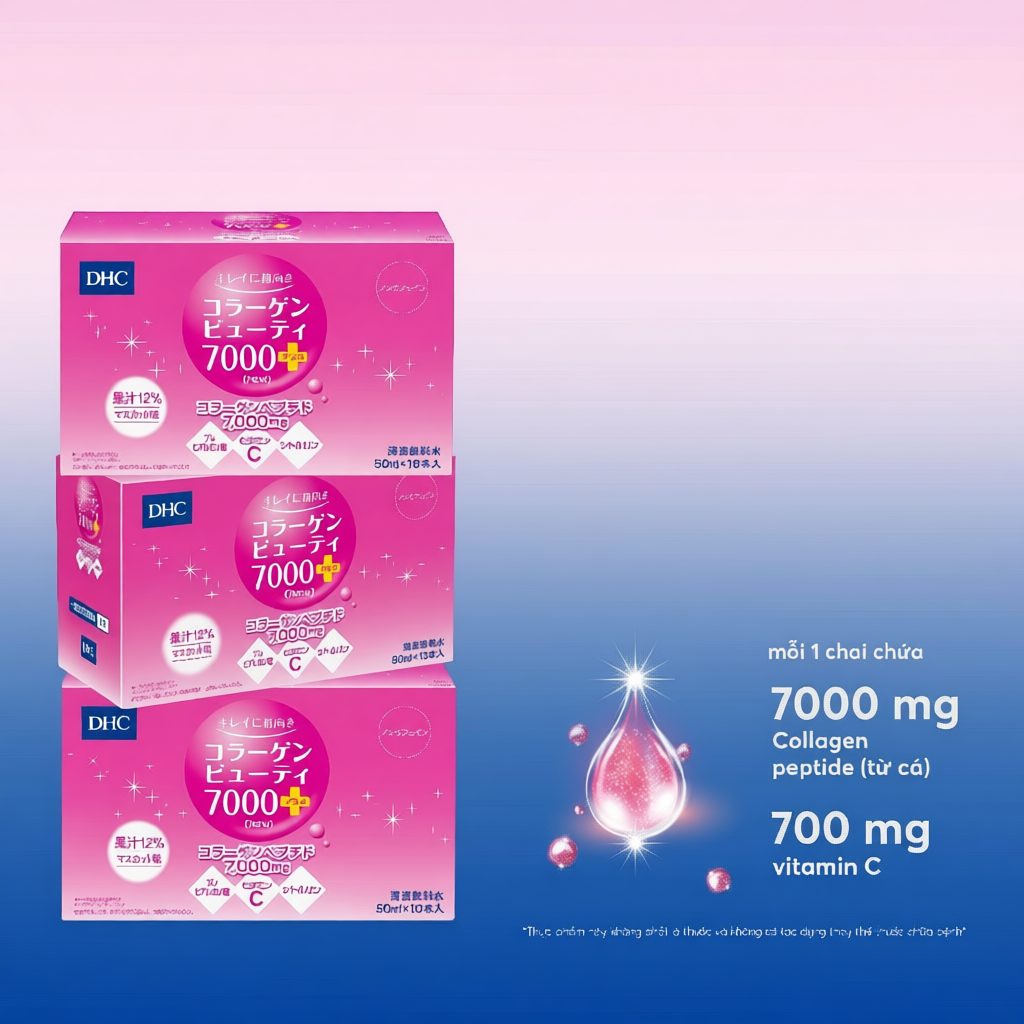 [3 Hộp] Nước uống Collagen DHC Collagen nước hỗ trợ tăng độ đàn hồi cho da - TPBVSK DHC Collagen Bea