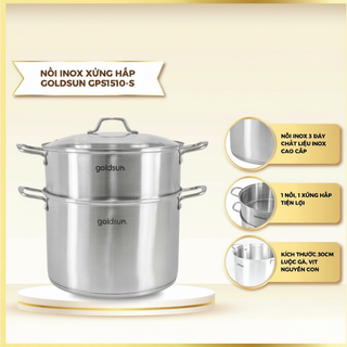 Nồi Xửng Hấp Inox Đáy Từ Goldsun Cao Cấp Dùng Được Cho Mọi Loại Bếp - GPS1510-S [BẢO HÀNH 12 THÁNG]