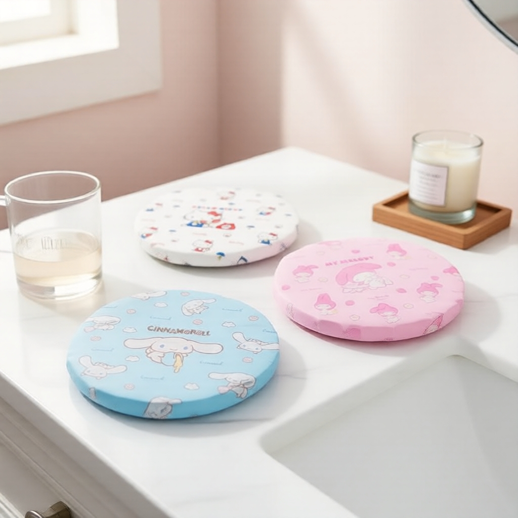 MINISO  Bộ mũ tắm 3 cái hình Sanrio Cinnamoroll, My Melody, Hello Kitty 16.5x24cm
