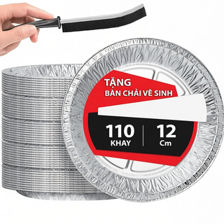 Khay lót nồi chiên không dầu 22cm (hộp 110 khay) tái sử dụng, tặng bàn chải vệ sinh đa năng.