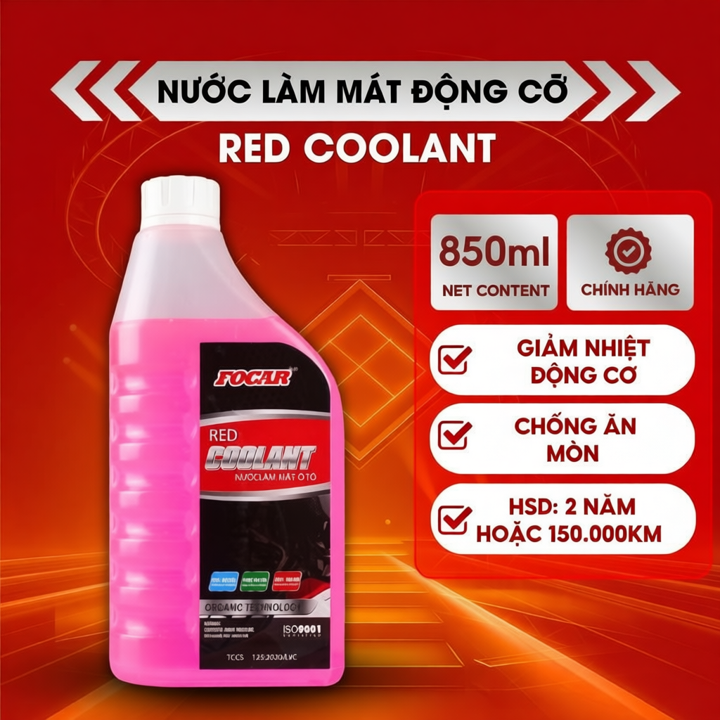 Nước làm mát động cơ ô tô FOCAR Red Coolant công nghệ OAT