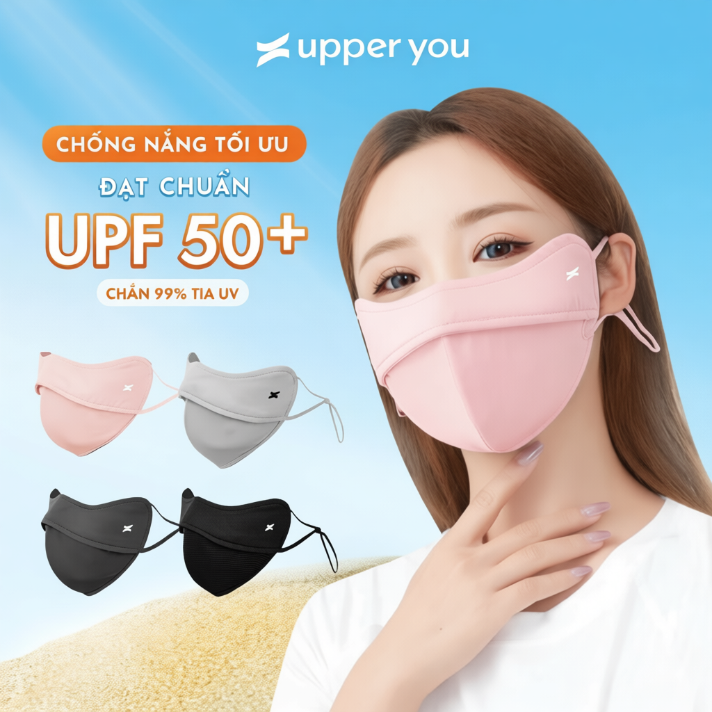 Khẩu Trang Chống Nắng Chống UV UPPER YOU Chất Lụa Băng Mịn Mát Thoáng Khí - FM01