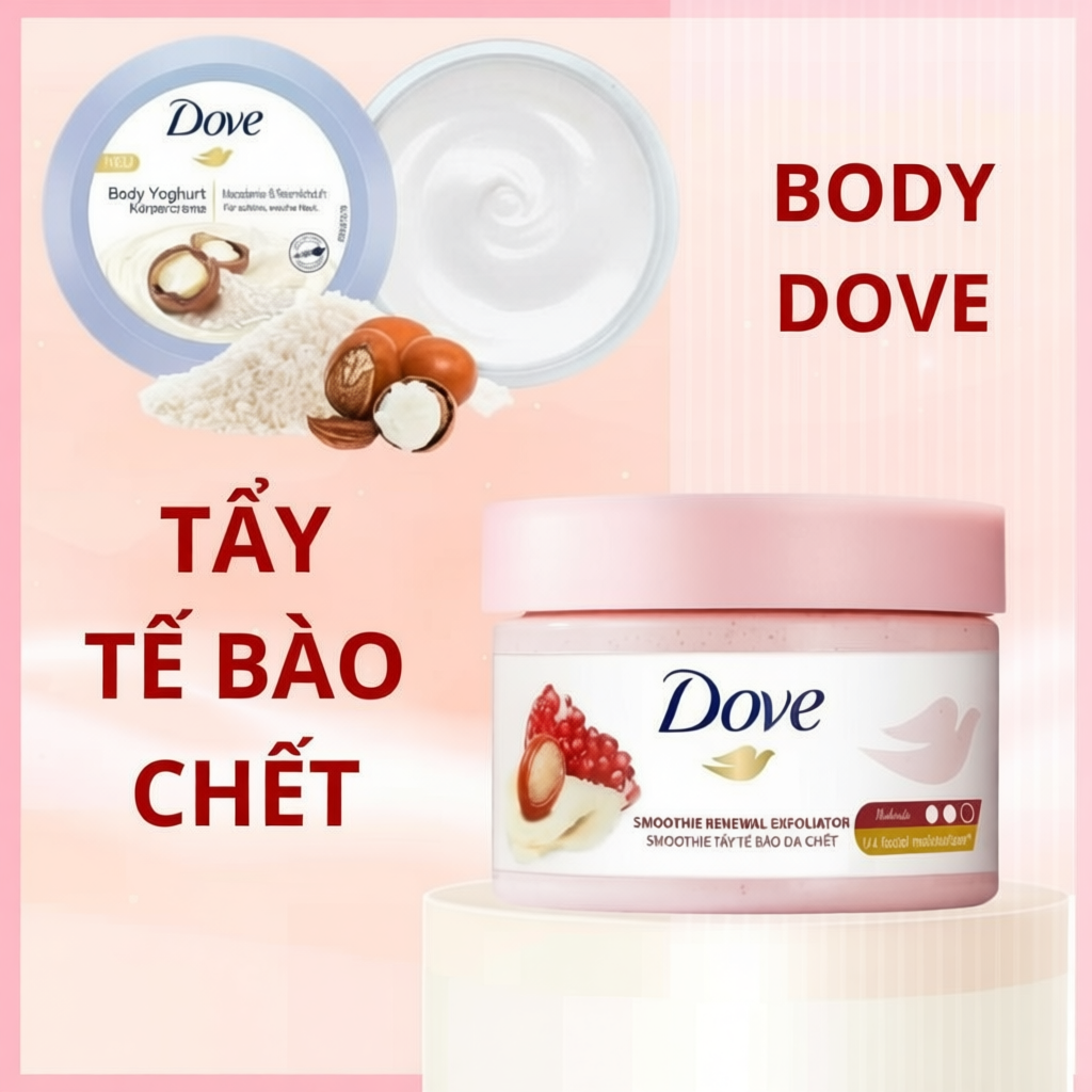 Smoothie Tẩy Tế Bào Chết Body Dove Da Sáng Mịn Hộp 298g
