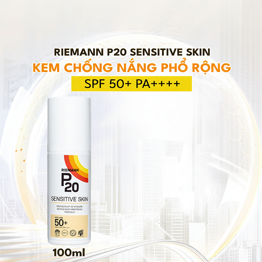 Kem chống nắng phổ rộng Riemann P20 Sensitive Skin SPF 50+ PA ++++ 100ml dành cho mọi loại da
