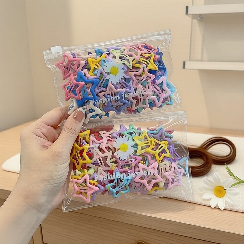 Kẹp tóc ngôi sao Dopamine, 50/100 cái kẹp tóc mái thời trang cho nữ