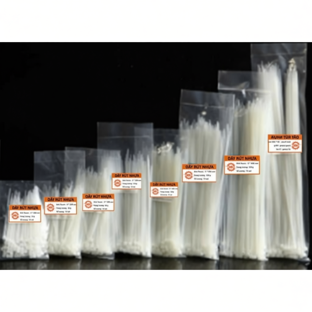 Bịch 200g -250g Dây Rút Nhựa Poly , Lạt Thít  Giá Xưởng .Ứng dụng của dây thít nhựa ĐỦ CÁC SIZE