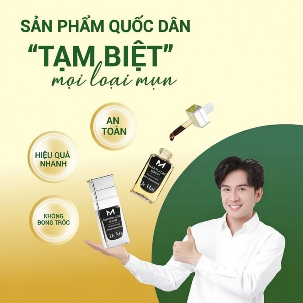 Serum Dr MAI nguyên chất chính hãng dành cho da dầu mụn thâm sẹo mỹ phẩm thiên nhiên thảo mộc 6ml