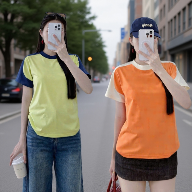 Áo Thun Babytee Tay Phối Màu Rực Rỡ Sắc Hè Genz Basic BBT26