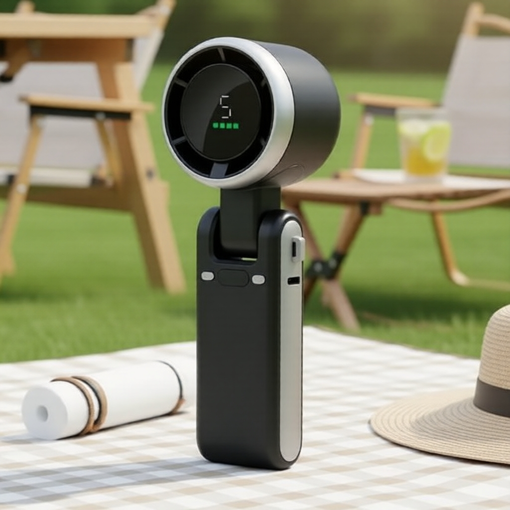 Quạt cầm tay gấp gọn N607, tăng áp, sạc USB, tiện du lịch