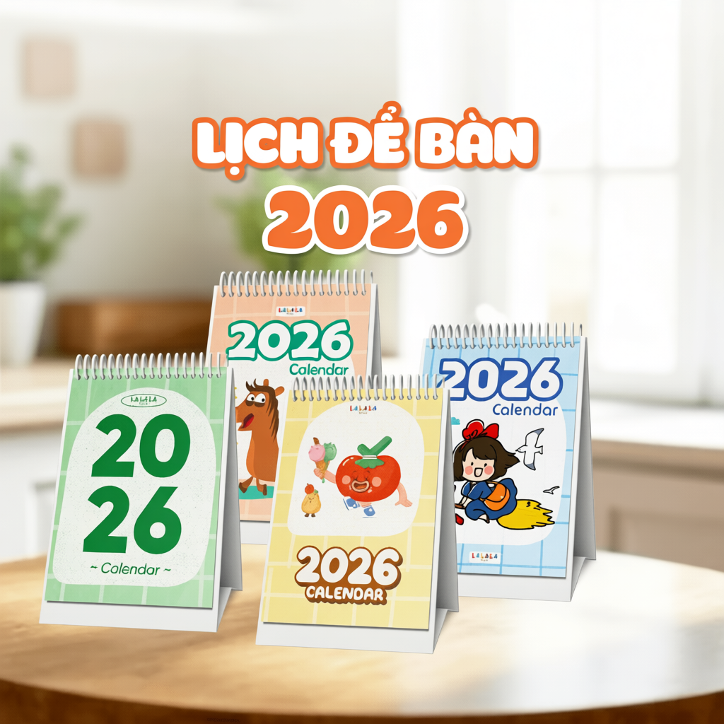 Lịch để bàn Lalala Baby 2026 có lịch âm tiện lợi