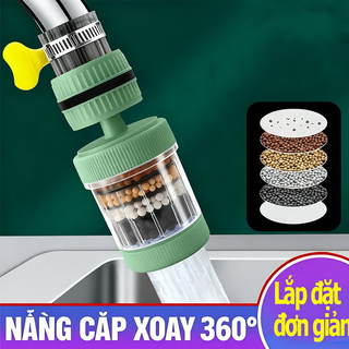 Đầu vòi lọc nước trực tiếp 6 lớp Carbon xoay 360° tiện dụng 3x12cm
