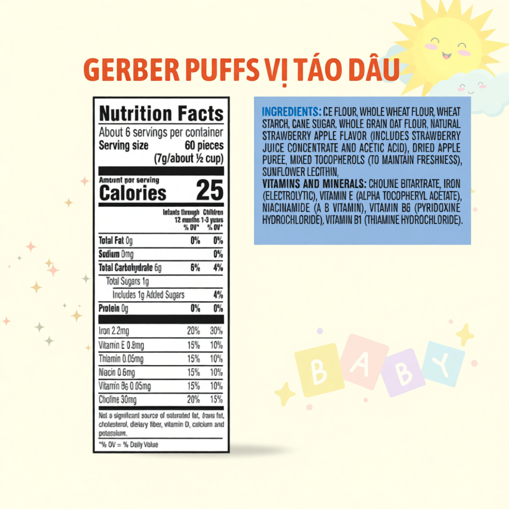 Bánh Ăn Dặm Nestle Gerber Puffs hình ngôi sao 42g CHÍNH HÃNG
