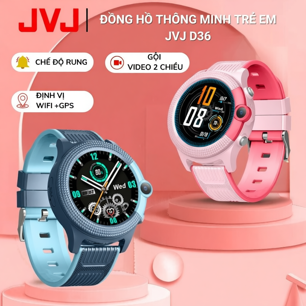 Đồng hồ thông minh trẻ em JVJ D36 D31 Y66 Y63 - Có gọi video hình ảnh, Hỗ trợ tiếng Việt, Kháng nước