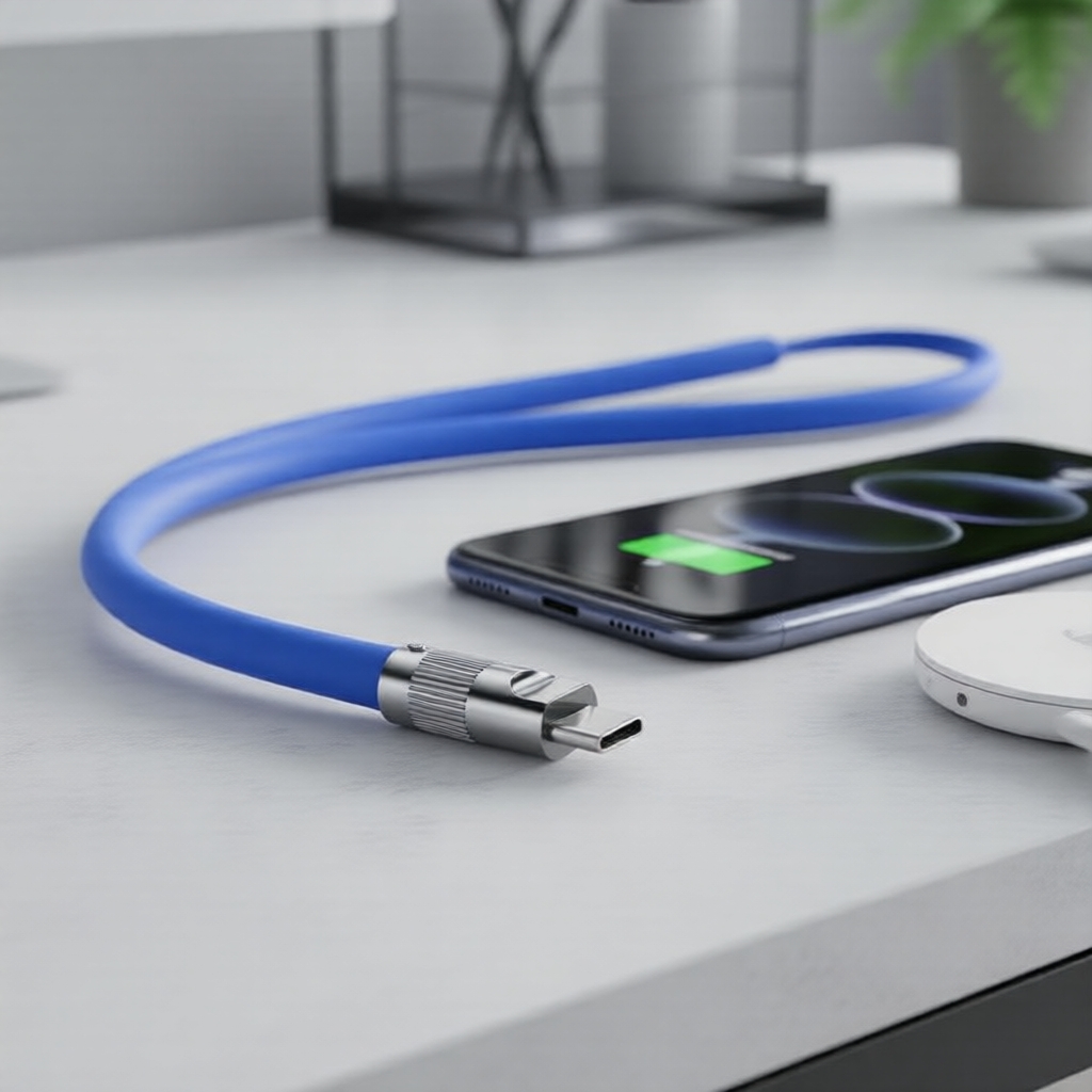 Cáp sạc nhanh 6A 240W 1.5M màu đen cho điện thoại Type-C Micro USB V8