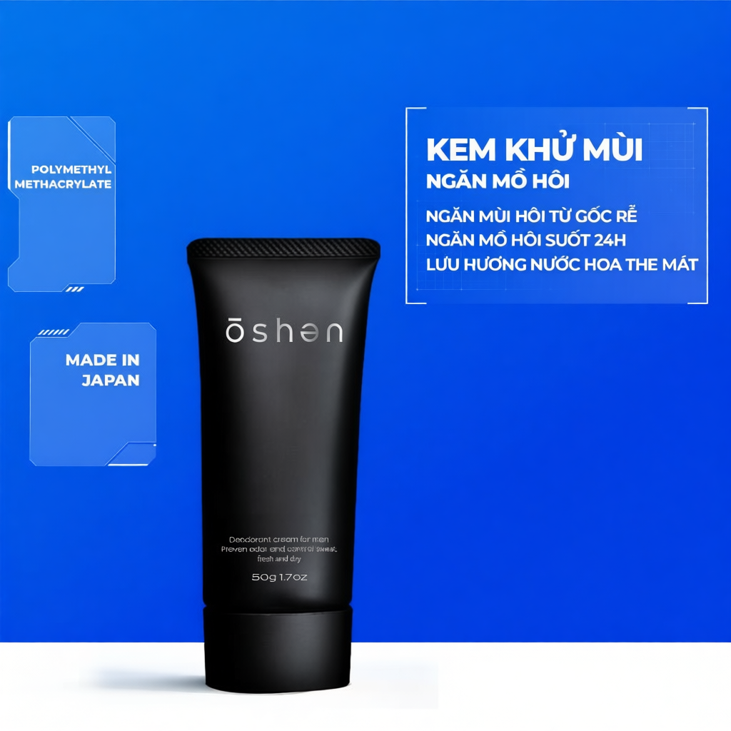 Kem khử mùi hôi nách, hôi chân, cơ thể cho nam giới Oshen Japan kháng khuẩn 50g