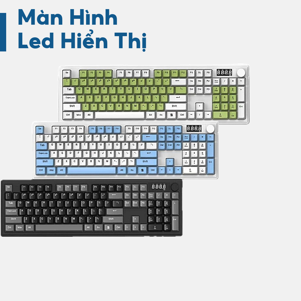 Bàn phím cơ không dây ATAS K108 3 Mode - LED RGB - Có Hot-swap - Pin 4000mah - Màn hình LED