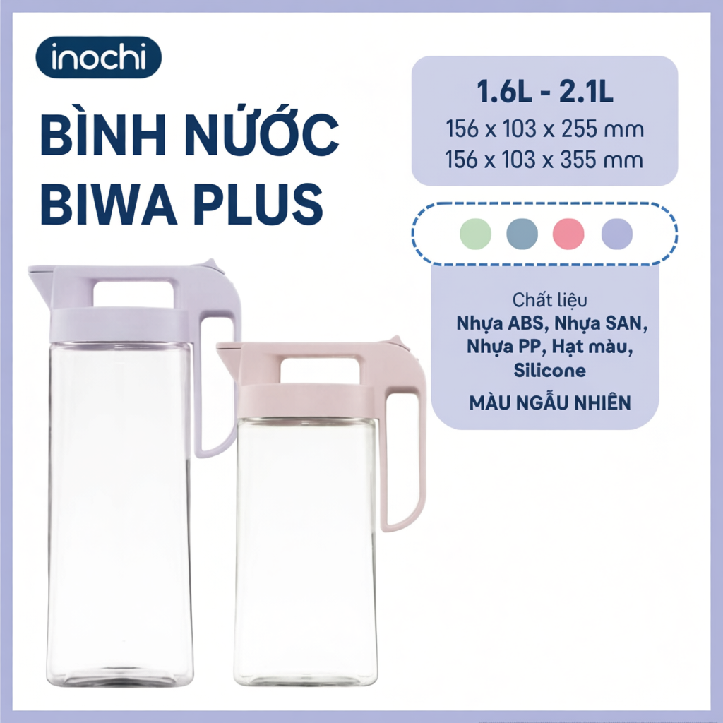 Bình nước cao cấp Inochi - Biwa Plus 1.6L, 2.1L