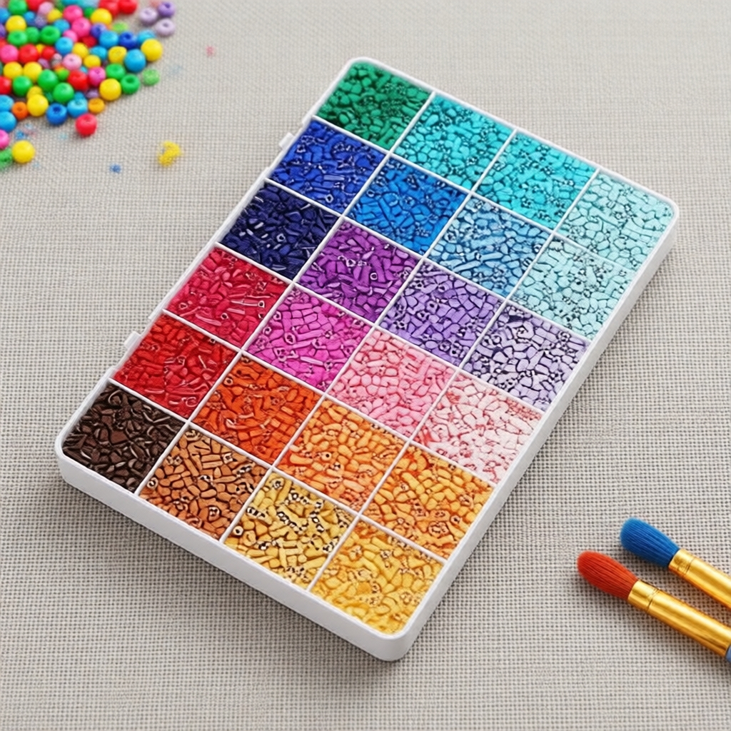 Bộ 8400+ hạt Fuse Beads 24 ngăn – Bảng màu quốc tế 2, đồ chơi thủ công nghệ thuật pixel