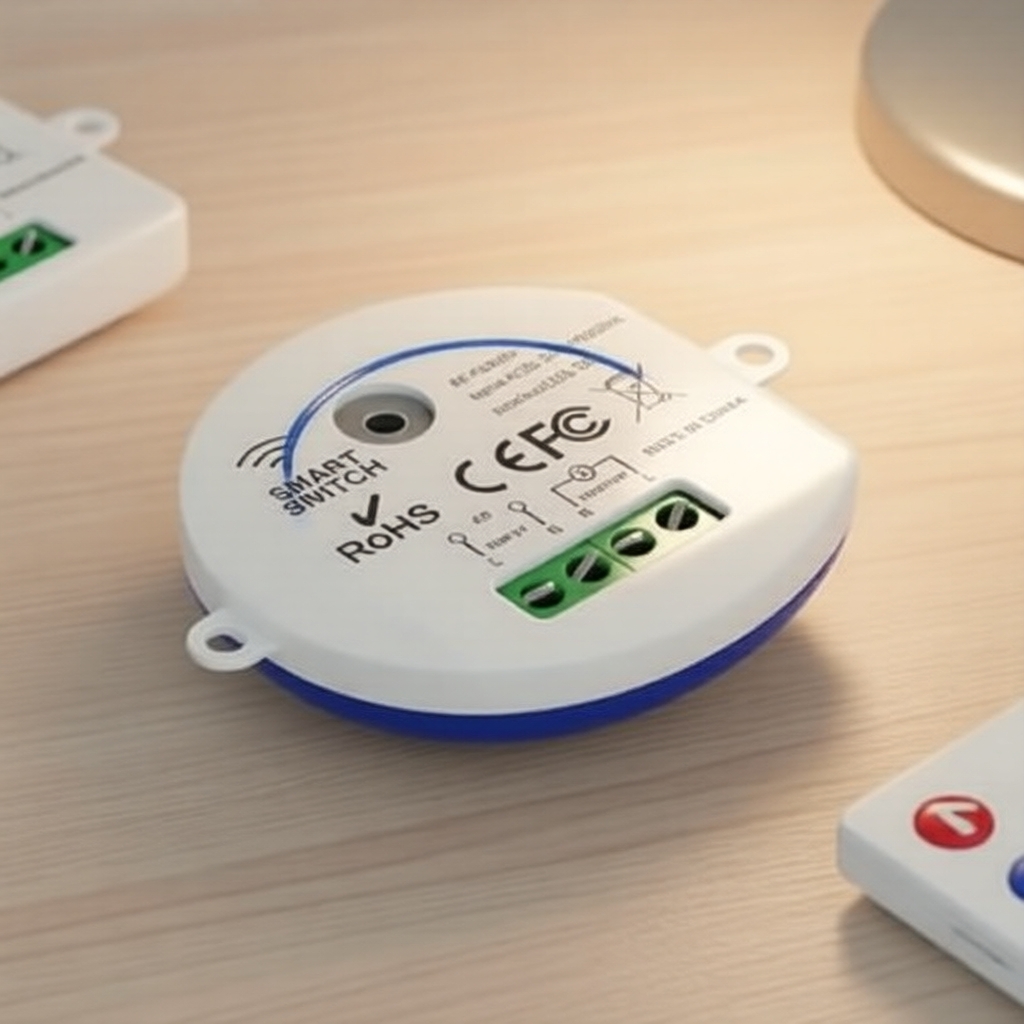 Công tắc đèn điều khiển từ xa 433MHz, 220V/110V 10A, rơ le mini gắn tường, hình tròn
