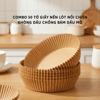COMBO 50 Tờ Giấy Lót Nồi Chiên Không Dầu Hình Khuôn Bánh Chống Bám Dầu Mỡ