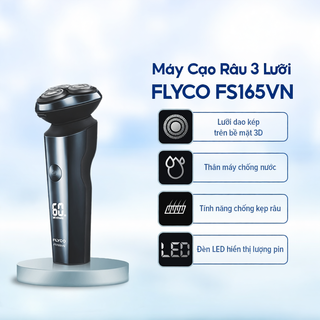 Máy Cạo Râu Flyco 3 Lưỡi Kép FS165VN Thân Máy Kháng Nước Sạc Nhanh 1 Giờ - Hàng Chính Hãng