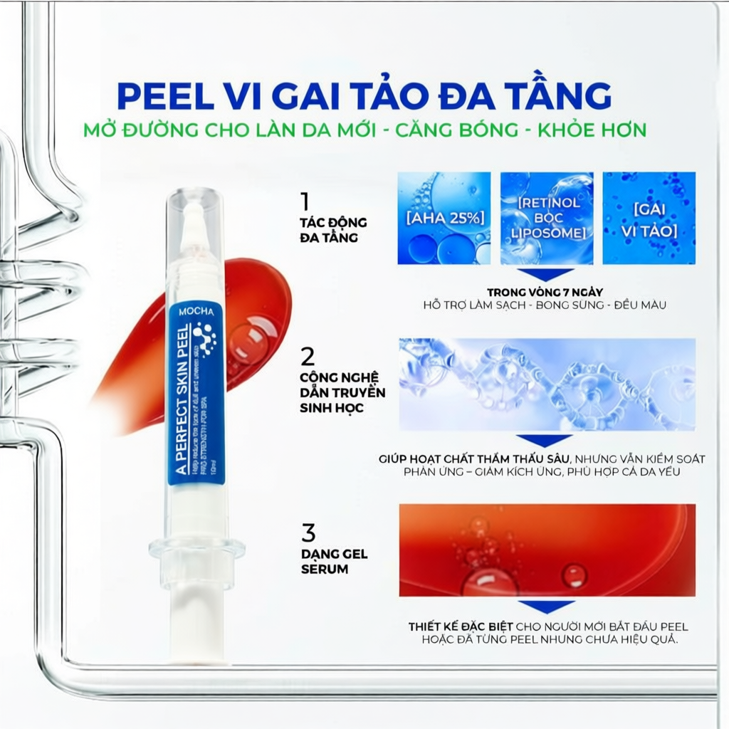 Combo Peel Da MOCHA Retinol Và Mocha Skincare Cho Da Mặt Tại Nhà - Cải Thiện Mụn, Nám, Làm Đẹp