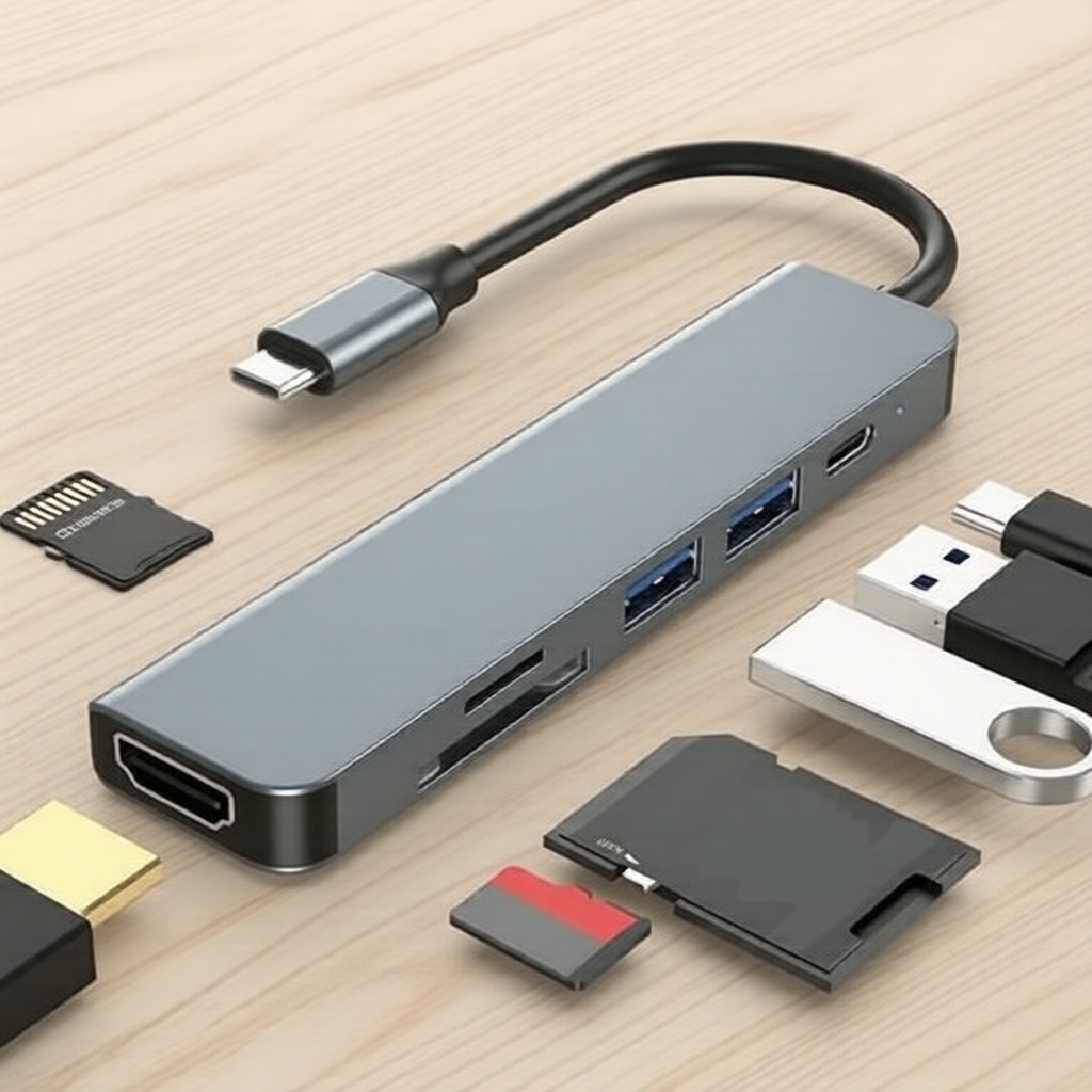 Bộ Hub 6 cổng USB-C 87W, HDMI, USB & đầu đọc SD/TF cho MacBook