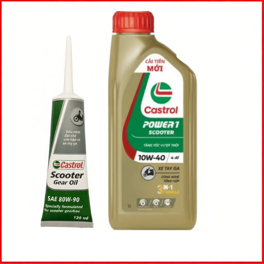 Nhớt xe ga Castrol Power 1 Scooter 10W40 mẫu mới chính hãng