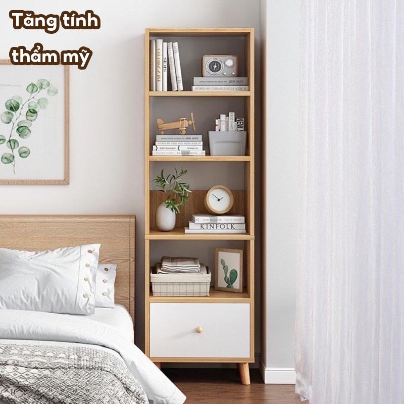 Kệ để đồ kệ sách KÍN LƯNG phong cách Bắc Âu nhiều tầng lắp ghép dễ dàng gỗ MDF phủ Melamine hiện đại ND18