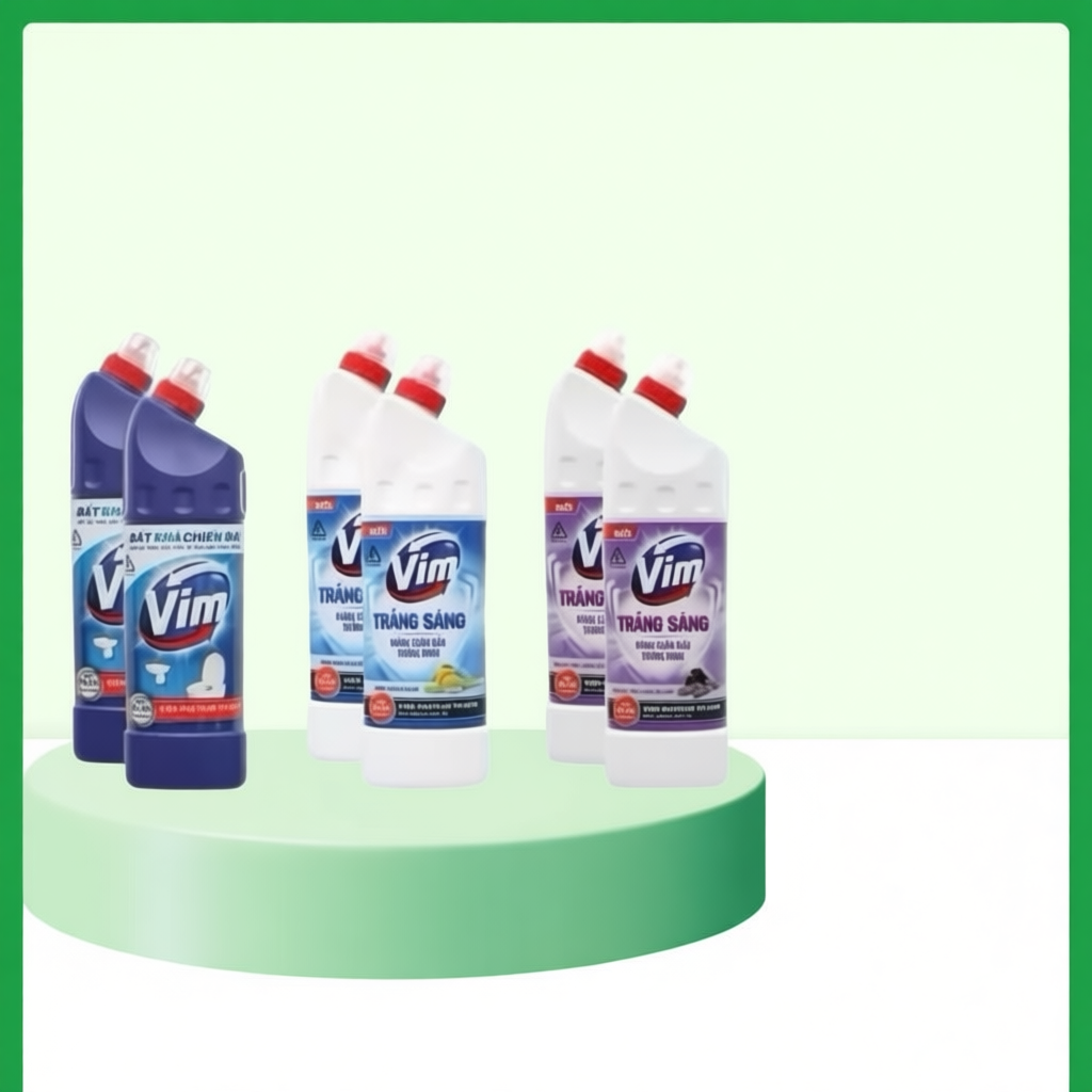 Combo 2 Chai Nước (Gel) Tẩy Bồn Cầu -Nhà Tắm Vim Diệt Khuẩn, Vim Trắng Sáng ( Duck ), Vim Zero 880ML