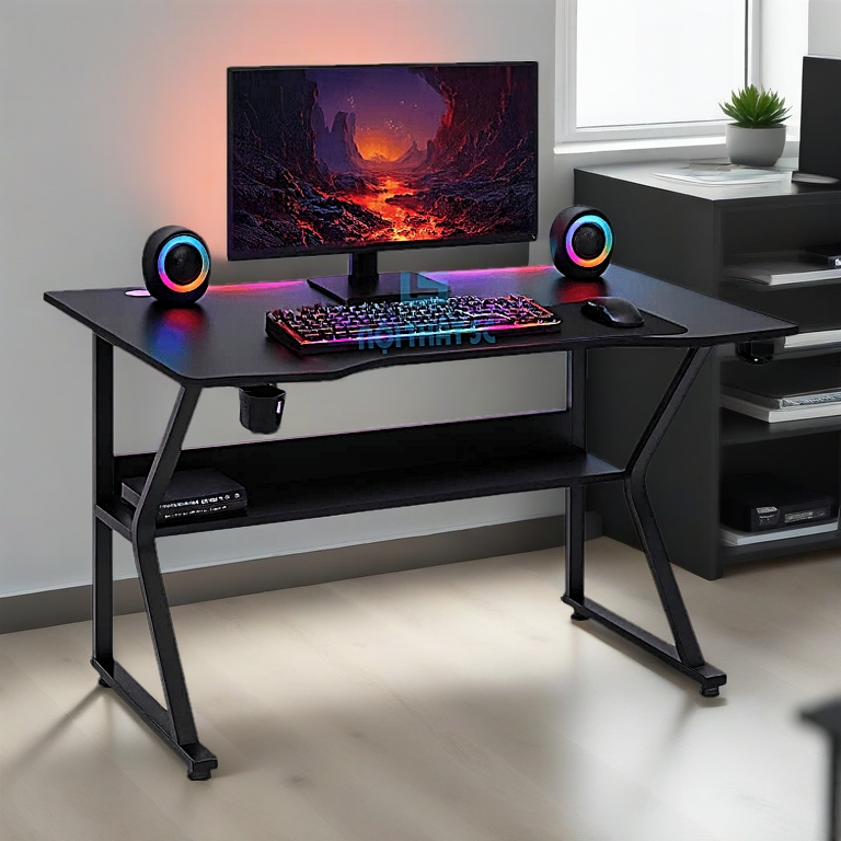 Bàn Gaming Chữ K chân cong, bàn làm việc, học sinh, văn phòng, Chân sắt sơn tĩnh điện cao cấp 20x40mm, mặt bàn bo góc