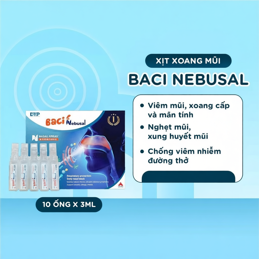 Xịt mũi Baci Nebusal 3ml giảm nghẹt mũi hiệu quả