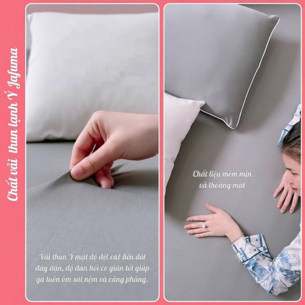 Ga nệm thun lạnh Ý JAFUMA & Ga giường Thun LỤA 5D cao cấp siêu mát lạnh | Full size cho nệm 3-30cm