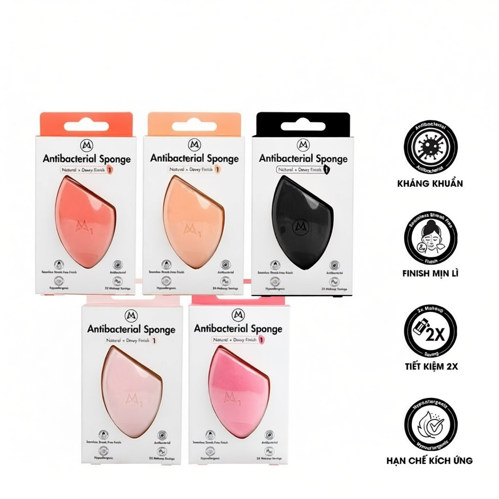 Bông mút trang điểm Mastige kháng khuẩn, an toàn cho da