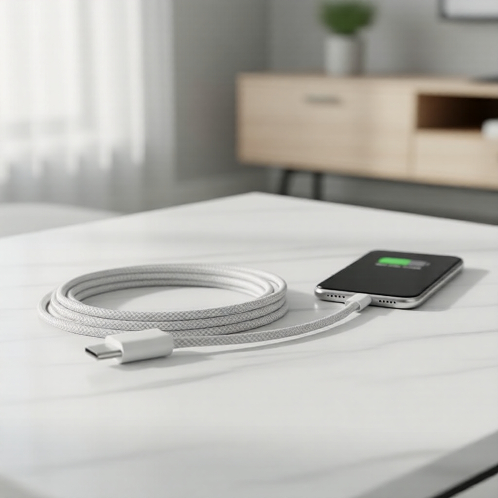 Cáp sạc nhanh bện bền Type-C sang Type-C cho Phone15/17promax & Android PD 1M màu xám