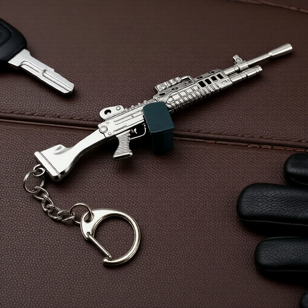 Móc khóa kim loại kiểu dáng M249 thời trang