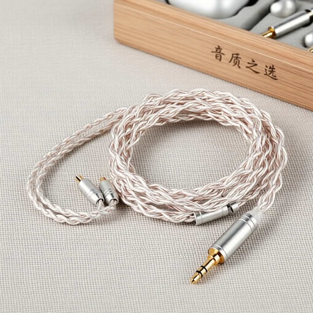 Cáp KBEAR FanMusic mạ bạc IEM 6N OFC, dây nối dài cho tai nghe KZ ZS10 PRO