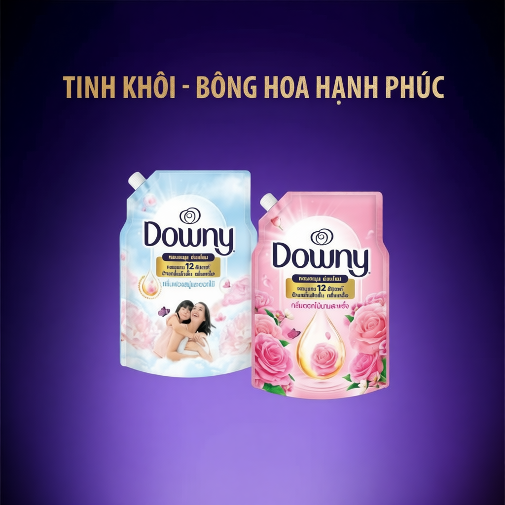 [DOWNY] Combo Nước Xả Vải Mix Mùi Tinh Khôi 1L + Nhiều Mùi Hương 1L