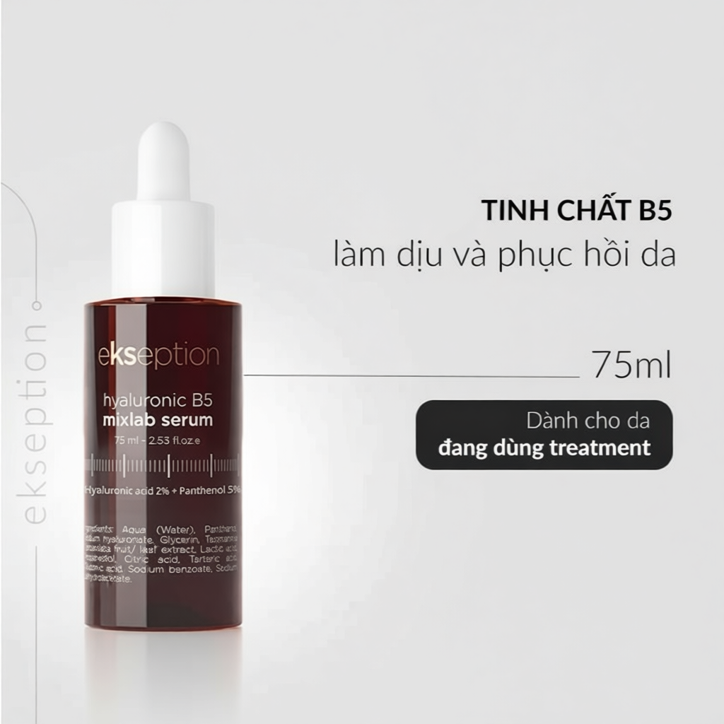 Serum Ekseption Hyaluronic B5, HA + 5% B5 dưỡng ẩm phục hồi da 75ml