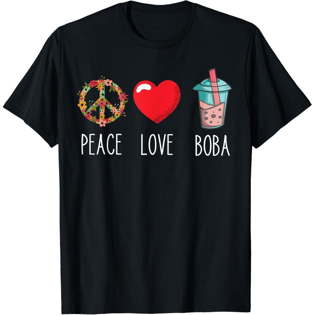 Boba Love Peace Bubble Tea Lover Tapioca Pearl Milk Tee Áo thun