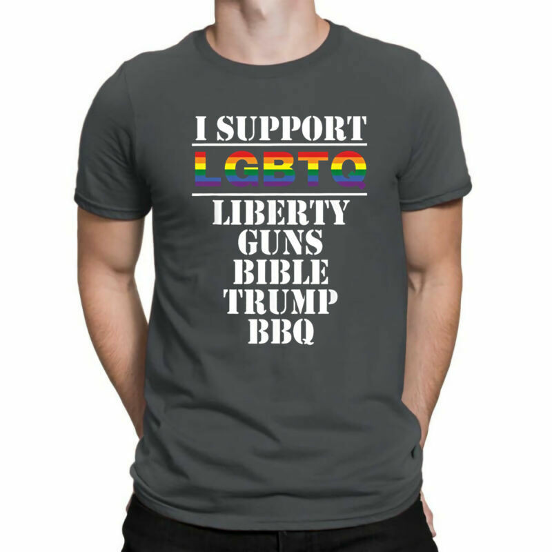 Tôi ủng hộ LGBTQ Liberty Guns Kinh thánh BBQ T Shirt 2nd 45th Tee Áo sơ mi mới lạ