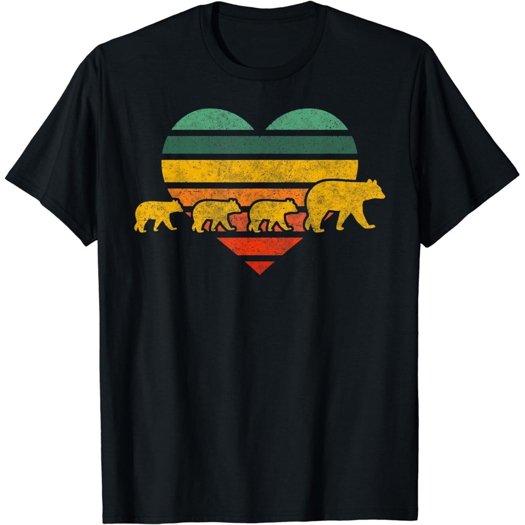 Áo thun Mama Bear Three Cubs Retro Heart Mothers Day