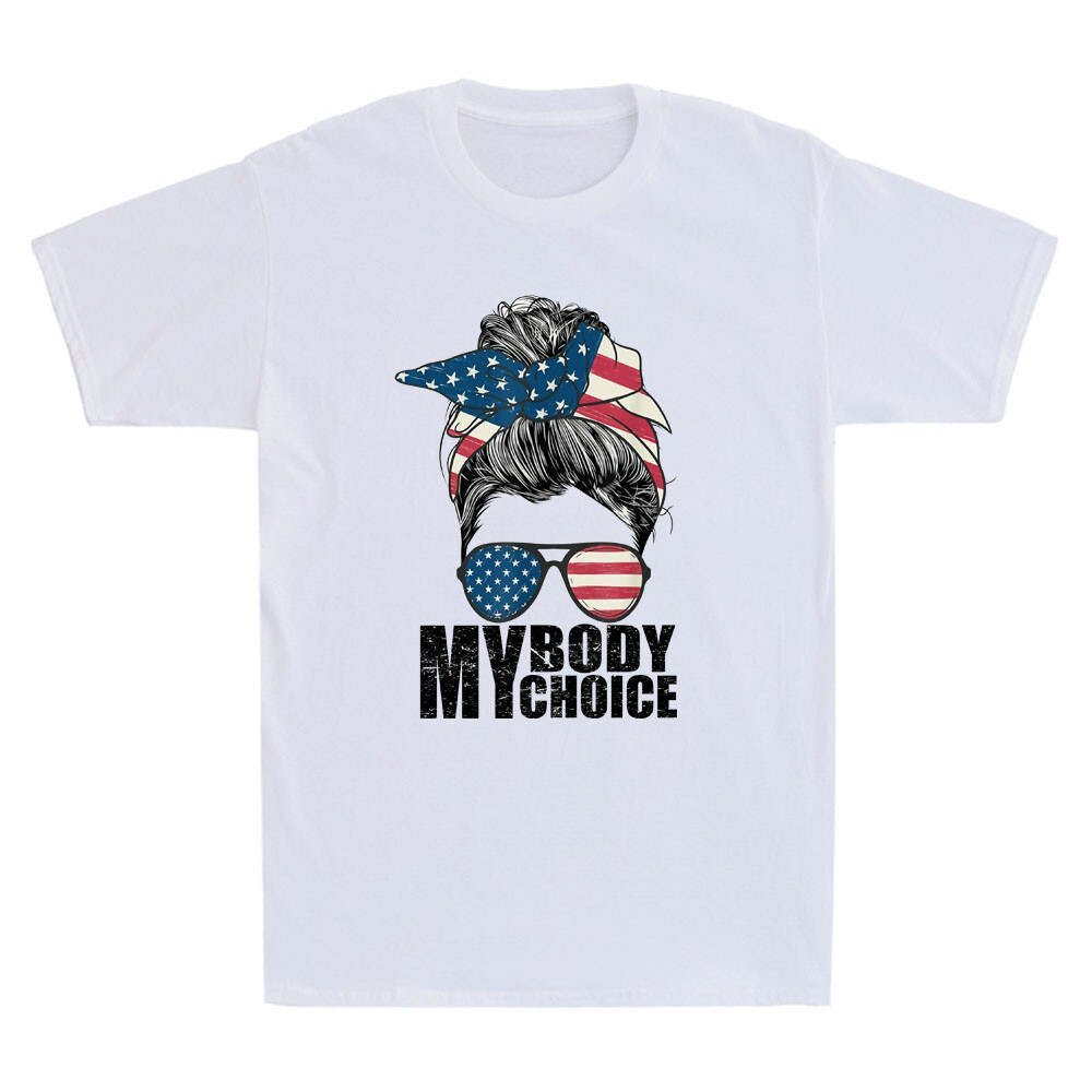 My Body My Choice Pro Choice Messy Bun Cờ US Nữ Quyền Ngộ nghĩnh Áo Thun Tee
