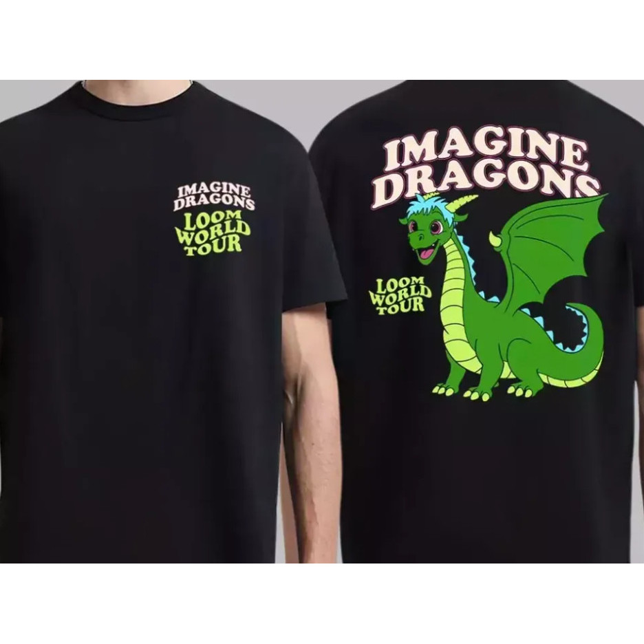 Imagine Dragons Loom World Tour 2024 Áo thun đen hoạt hình