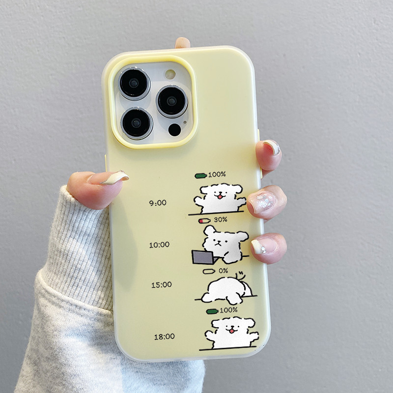 Ốp lưng pin chó trắng cho iPhone 16 15 14 13 12 11 Pro Plus Max, bảo vệ camera chống sốc TPU, vỏ cam
