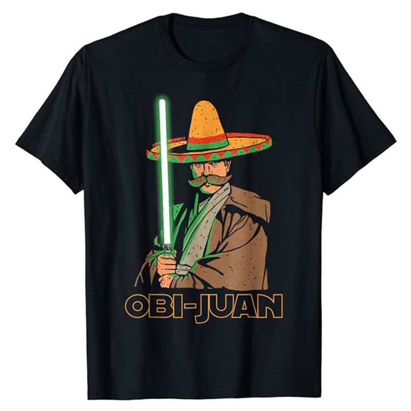 2025 bánh quế cho bạn bè Ngộ nghĩnh Mexico Obi Juan Phim Parody Nerd Cinco De Mayo Áo thun xs-3xl
