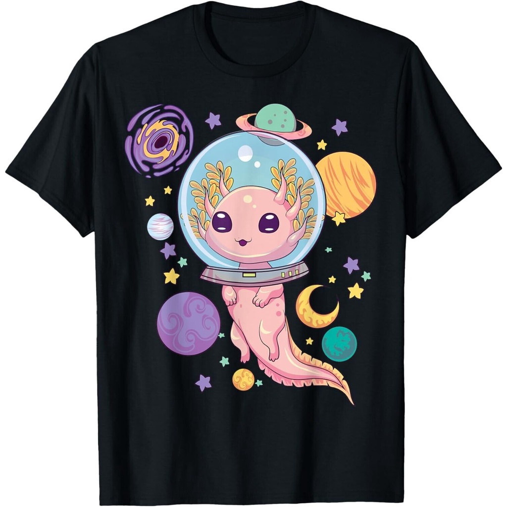 Không Gian Axolotl Áo Sơ Mi Kawaii Pastel Goth Anime Thẩm Mỹ Goth Unisex Áo Thun