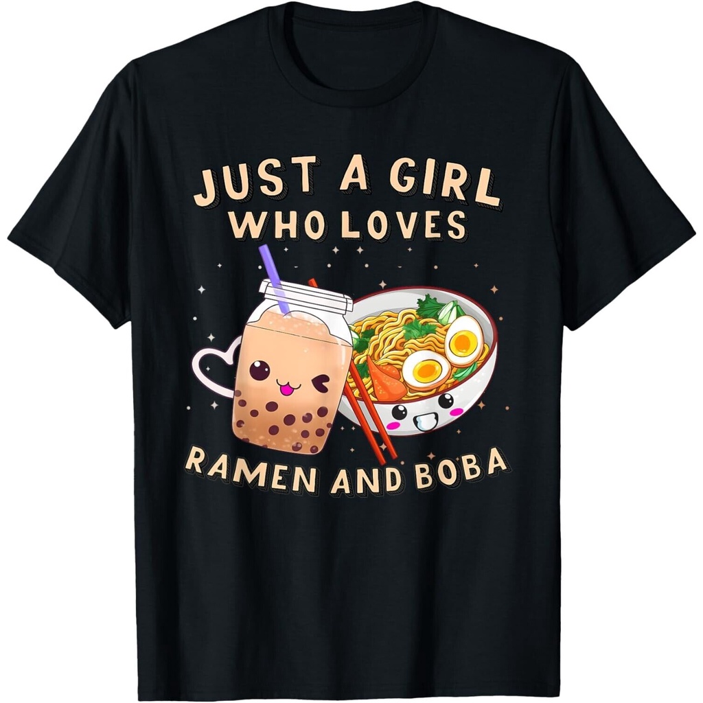 Just A Who Loves Ramen And Boba Tea Bubble Tea Áo thun Nhật Bản
