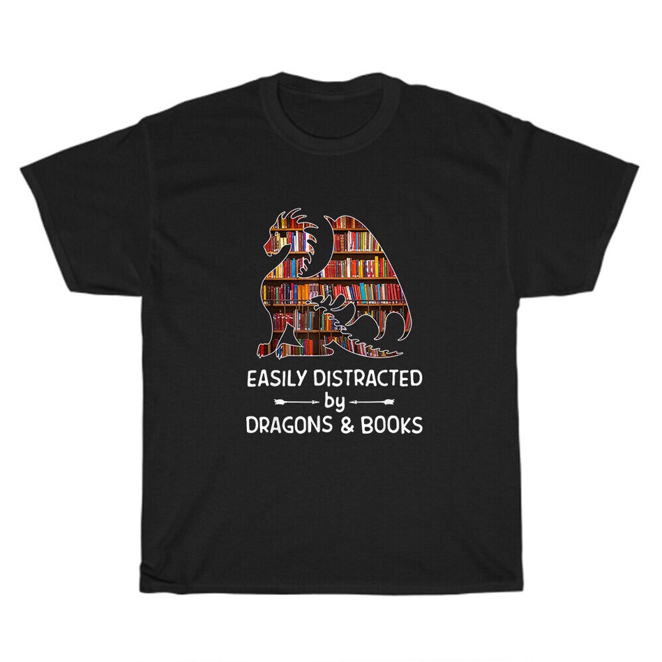 Dễ dàng bị phân tâm bởi rồng và sách Nerds Book Worm Áo thun